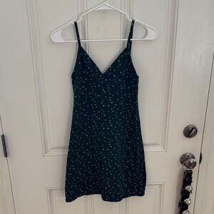 Brandy Melville Dark Green Polka Dot Mini Dress